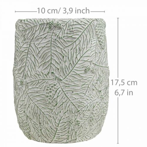 Itens Plantador de cerâmica verde branco cinza ramos de pinho Ø12cm H17,5cm
