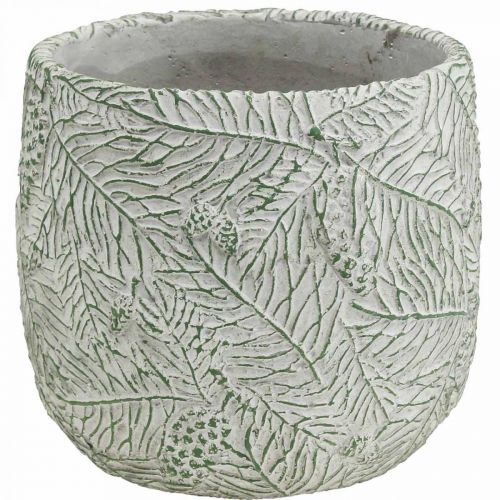 Floristik24 Plantador de cerâmica verde branco cinza ramos de abeto Ø12,5cm H12cm