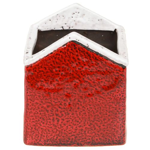 Itens Vaso de cerâmica casa Advento vermelho e branco 10×10×12cm
