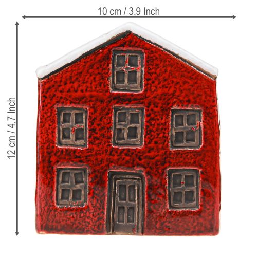 Itens Vaso de cerâmica casa Advento vermelho e branco 10×10×12cm