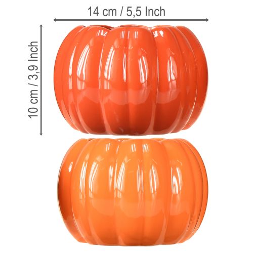 Itens Vaso cerâmica abóbora laranja sortido Ø14cm H10cm 2 peças