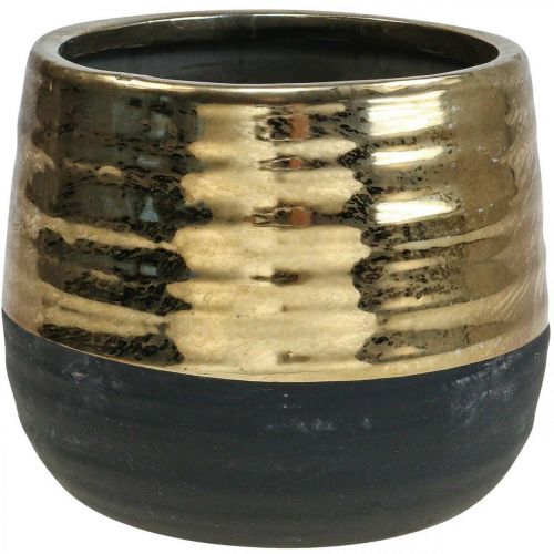 Floristik24 Floreira Vaso de Cerâmica Ouro Preto Ø13cm A12,5cm