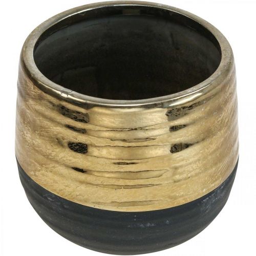 Floristik24 Floreira Vaso de Cerâmica Ouro Preto Ø13cm A12,5cm