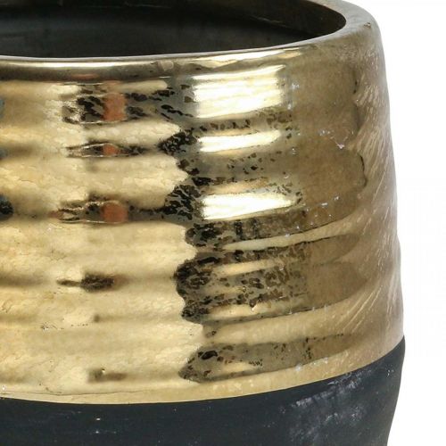 Floristik24 Floreira Vaso de Cerâmica Ouro Preto Ø13cm A12,5cm