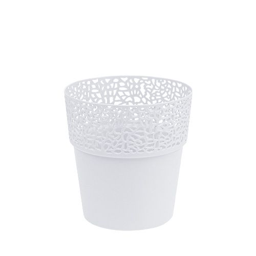 Floristik24 Plantador de plástico branco Ø11,5cm Alt.12,5cm 1 peça