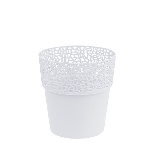 Floristik24 Plantador de plástico branco Ø11,5cm H12,5cm 1 peça