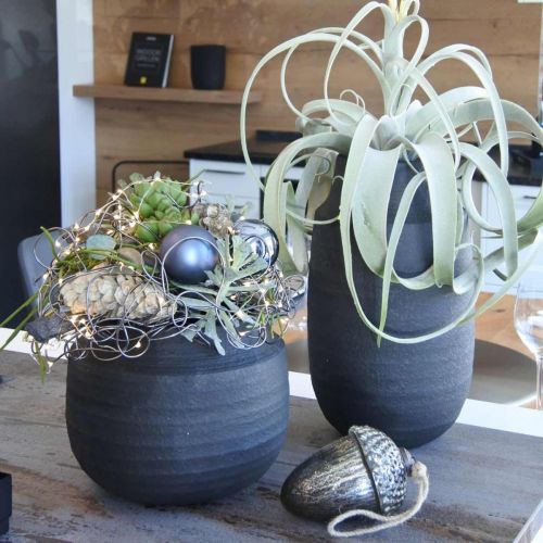 Floristik24 Floreira vaso de flores em cerâmica preta Ø27cm A23cm