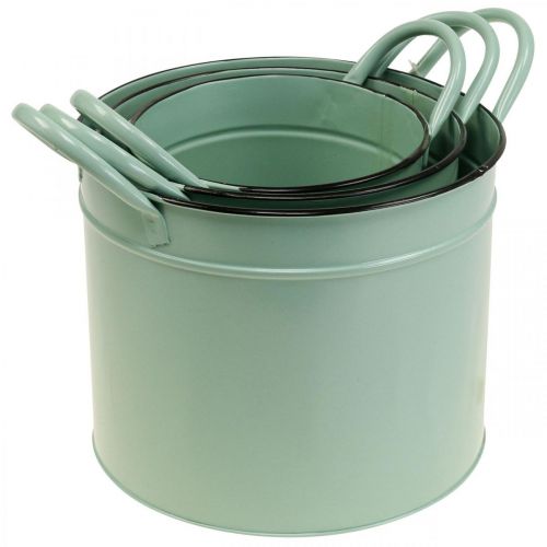 Floristik24 Vaso de planta vintage balde de lata com alça conjunto de 3