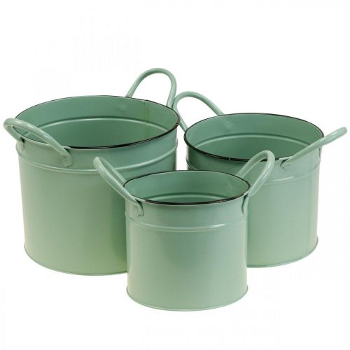 Floristik24 Vaso de planta vintage balde de lata com alça conjunto de 3