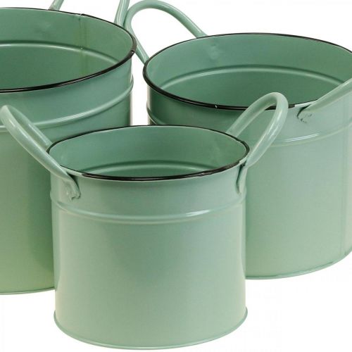 Floristik24 Vaso de planta vintage balde de lata com alça conjunto de 3