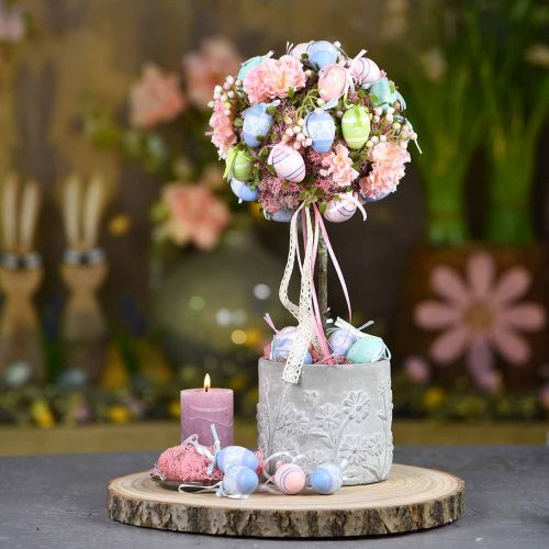 Floristik24 Plantador de concreto com plantador de padrão de flores Ø12.5cm H11cm 3pcs
