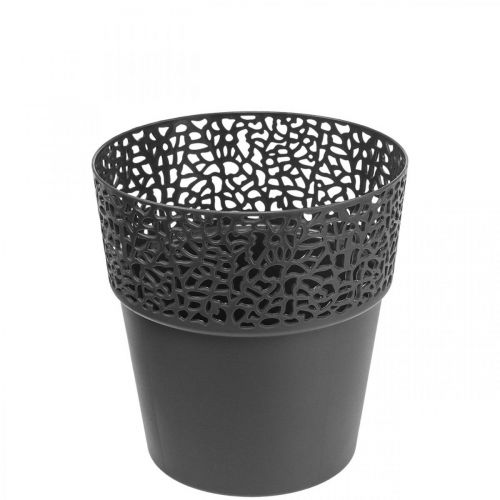 Floristik24 Floreira vaso de plástico antracite Ø11,5cm A12,5cm