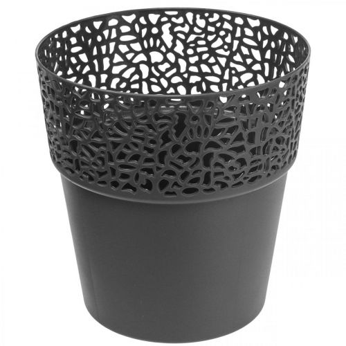 Floristik24 Floreira vaso de plástico antracite Ø14,5cm A15,5cm