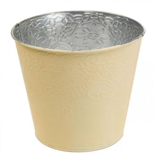 Floristik24 Vaso de flores de metal amarelo pastel Ø12cm