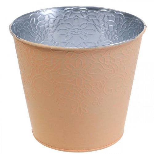 Floristik24 Vaso de flores de metal laranja pastel Ø12cm