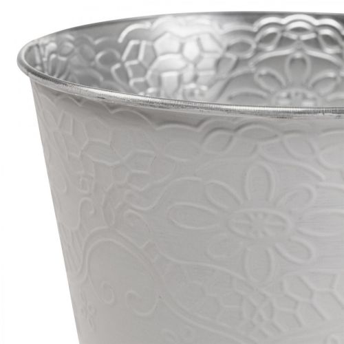 Floristik24 Vaso de flores de metal branco pastel Ø12cm