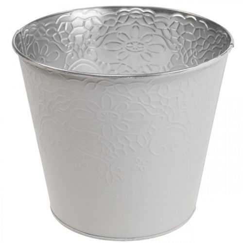 Floristik24 Vaso de flores de metal branco pastel Ø12cm