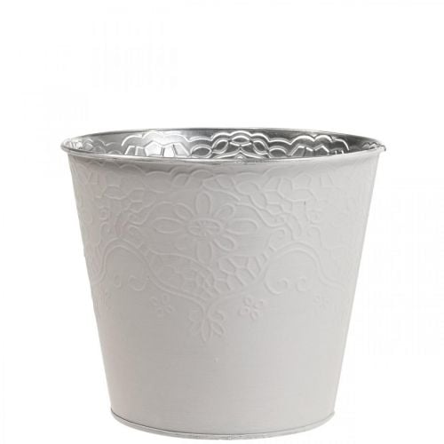Vaso de flores de metal branco pastel Ø12cm