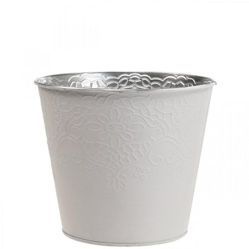 Floristik24 Vaso de flores de metal branco pastel Ø12cm