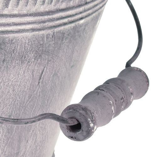 Floristik24 Plantador de metal oval roxo branco tigela com pé Alt.14cm