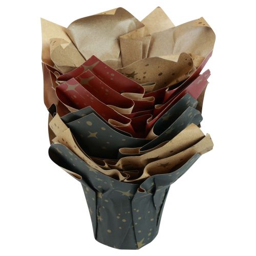 Itens Estrelas de papel para plantador vermelho/antracite/natural Ø9,5cm Alt.10cm 9 unidades