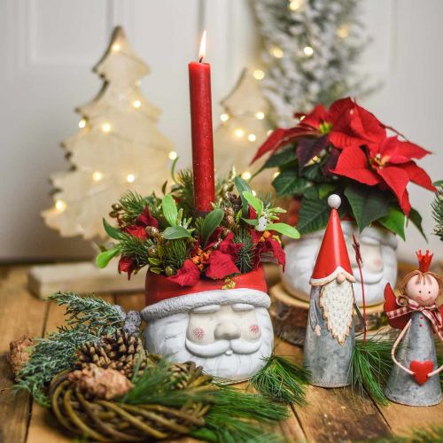Floristik24 Floreira Papai Noel vaso de flores Concreto de Natal H10cm 2 unidades