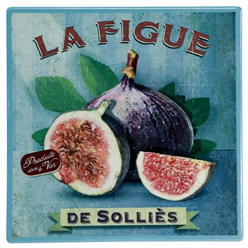 Floristik24 Bases para copos em cerâmica com motivo de frutas vintage 15x15cm 3 unidades
