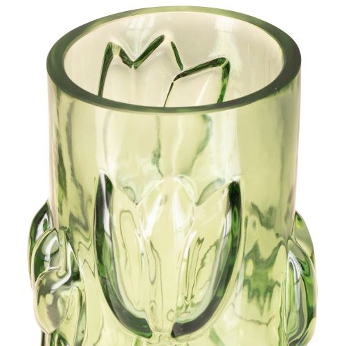 Itens Vaso de vidro com relevo de tulipas para decoração harmoniosa do ambiente, 30 cm