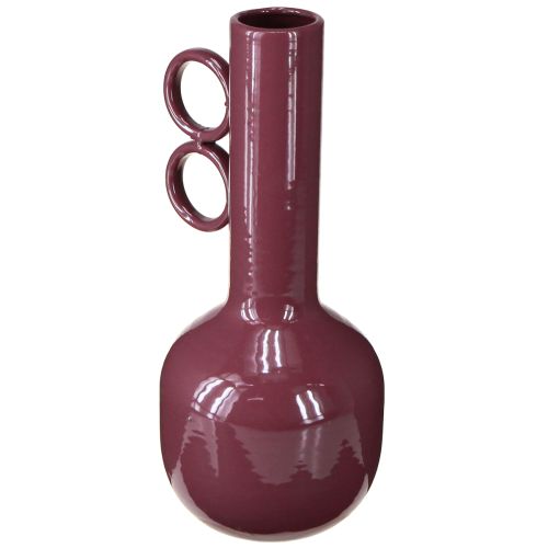 Vaso moderno e artístico com gargalo longo e alças redondas para interiores elegantes, 24 cm