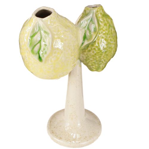 Floristik24 Vaso de cerâmica com decoração de limão, decoração de mesa mediterrânea H22cm