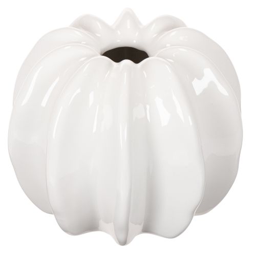 Vaso de cerâmica em formato de abóbora, branco, para decoração de casa, 15 cm