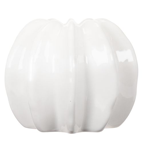 Vaso de cerâmica em formato de abóbora, branco, para decoração de casa, 15 cm | Floristik24.pt