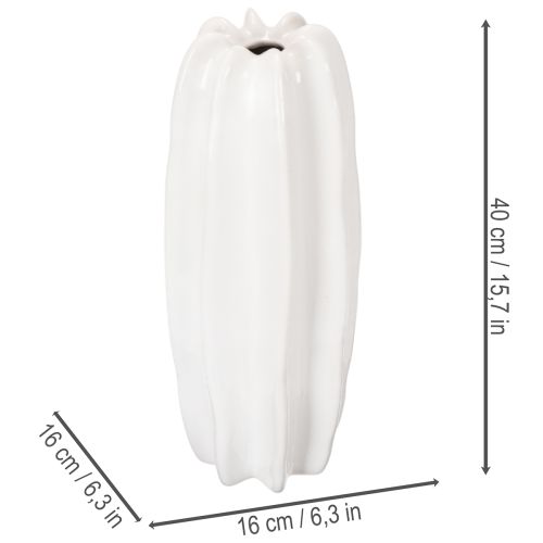 Vaso canelado, vaso de cerâmica moderno para flores secas, 40 cm | Floristik24.pt