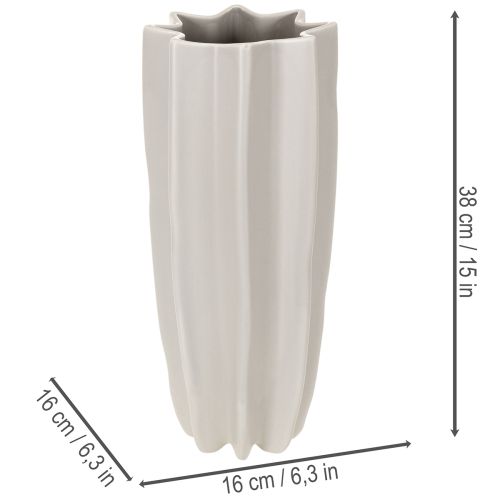 Vaso moderno com nervuras, vaso decorativo alto para flores secas, 38 cm | Floristik24.pt