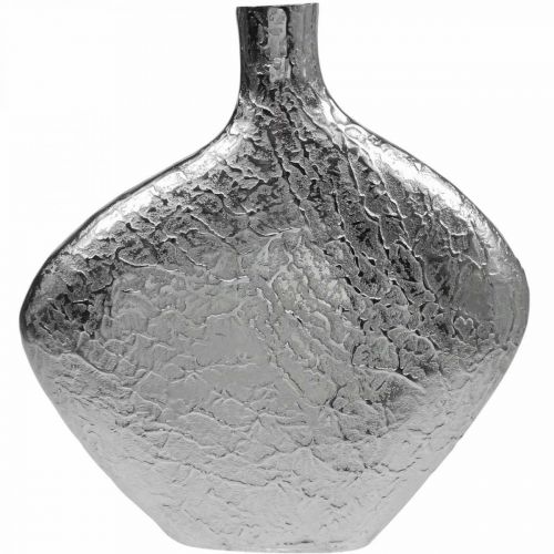 Itens Vaso decorativo em metal martelado vaso de flores prateado 33x8x36cm