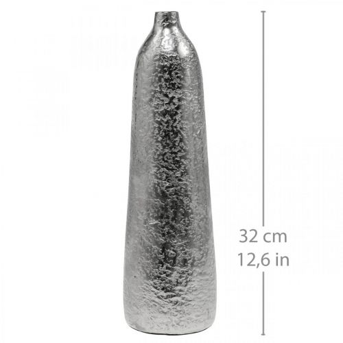 Itens Vaso decorativo vaso de flores martelado em metal prata Ø9,5cm Alt.32cm