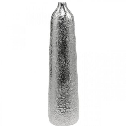 Itens Vaso decorativo vaso de flores em metal martelado prata Ø9,5cm Alt.41cm