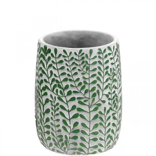 Vaso para flores, decoração em cerâmica, aspecto de concreto, vaso com decoração de gavinhas Ø13cm Alt.17cm