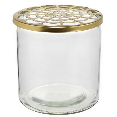 Itens Jarra com tampa metálica, auxiliar de encaixe, jarra de vidro com encaixe de encaixe, decoração de mesa A15cm Ø15cm