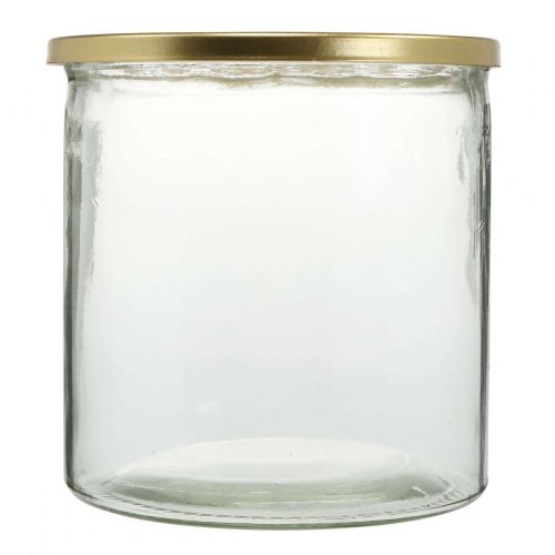Floristik24 Jarra com tampa metálica, auxiliar de encaixe, jarra de vidro com encaixe de encaixe, decoração de mesa A15cm Ø15cm