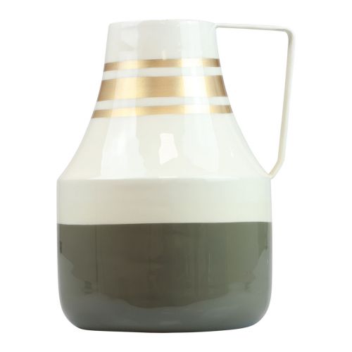 Itens Jarro decorativo com alça de metal cinza/creme/ouro Ø17cm Alt.23cm