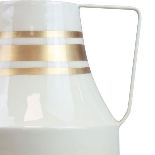 Itens Jarro decorativo com alça de metal cinza/creme/ouro Ø17cm Alt.23cm