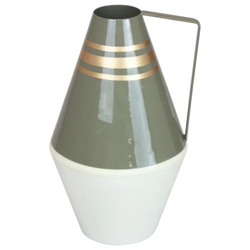 Itens Vaso com alça de metal cinza/creme/ouro vintage Ø19cm Alt.31cm