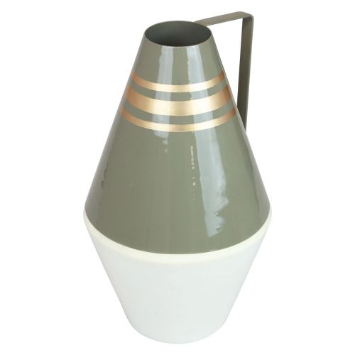 Itens Vaso com alça de metal cinza/creme/ouro vintage Ø19cm Alt.31cm