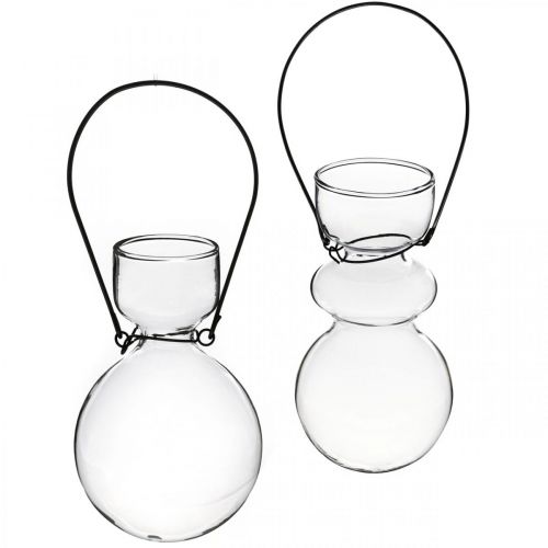 Floristik24 Mini vasos de vidro para suporte de suspensão bulboso H11/11.5cm conjunto de 2