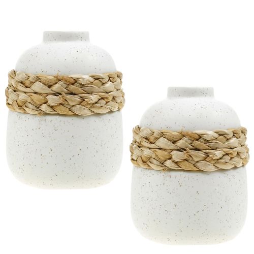 Itens Vaso de flores vaso de mesa de ervas marinhas de cerâmica branca H10,5cm 2 unidades
