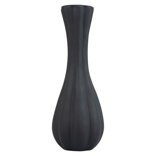 Itens Vaso de vidro preto com ranhuras para vaso de flores de vidro Ø6cm Alt.18cm