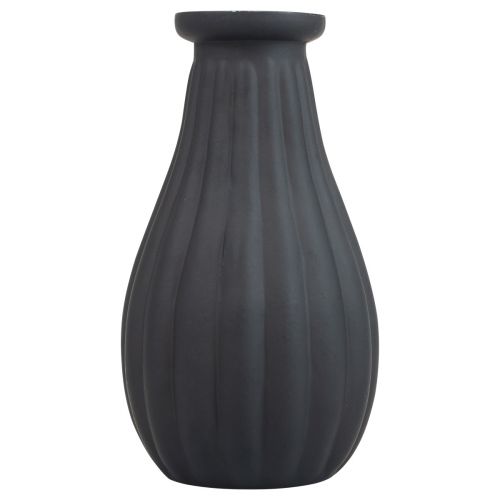 Itens Vaso vaso de vidro preto com ranhuras vaso decorativo vidro Ø8cm Alt.14cm