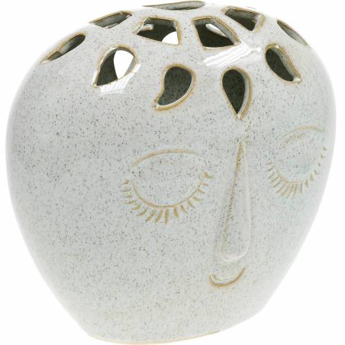 Floristik24 Vaso com creme facial, bege Alt.18cm aspecto grés 1ud