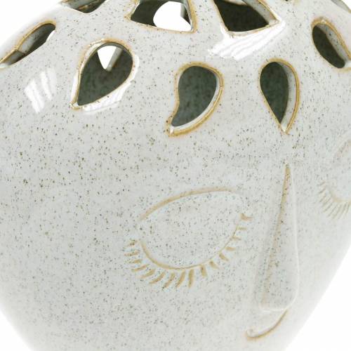 Floristik24 Vaso com creme facial, bege Alt.18cm aspecto grés 1ud